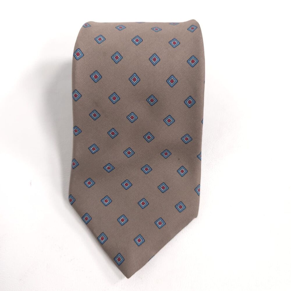 CHRISTIAN DIOR Men's Silk Tie Taupe Fabric Woven Italy Vintage USA Made WPL125‎